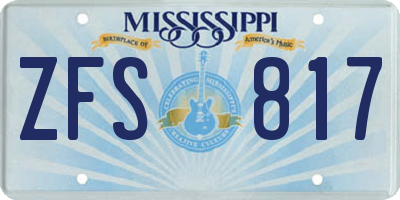 MS license plate ZFS817