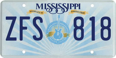 MS license plate ZFS818