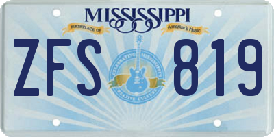MS license plate ZFS819
