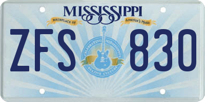 MS license plate ZFS830