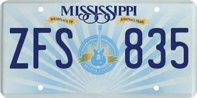 MS license plate ZFS835