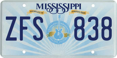 MS license plate ZFS838