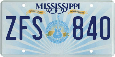 MS license plate ZFS840