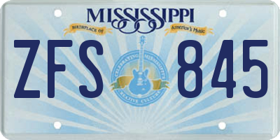 MS license plate ZFS845