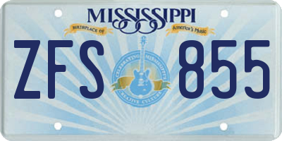 MS license plate ZFS855