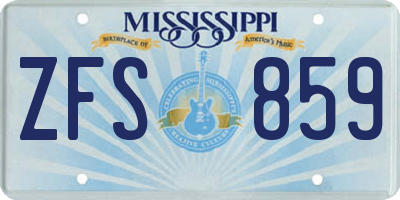 MS license plate ZFS859