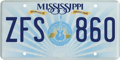 MS license plate ZFS860