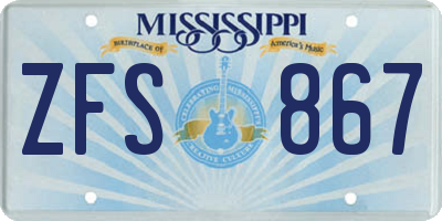 MS license plate ZFS867