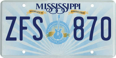 MS license plate ZFS870