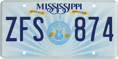 MS license plate ZFS874
