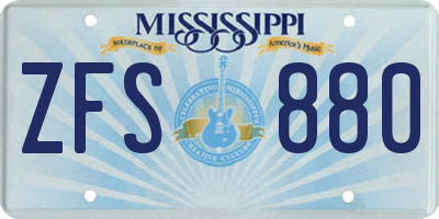 MS license plate ZFS880