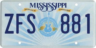 MS license plate ZFS881
