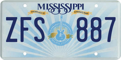 MS license plate ZFS887