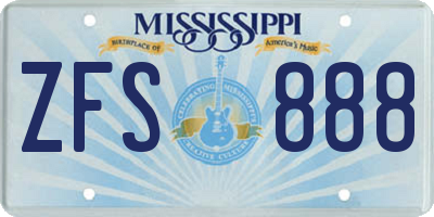 MS license plate ZFS888