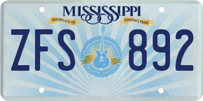 MS license plate ZFS892