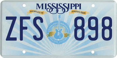 MS license plate ZFS898
