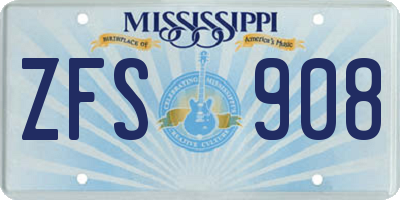 MS license plate ZFS908