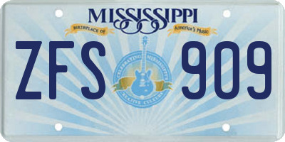 MS license plate ZFS909