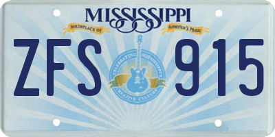 MS license plate ZFS915