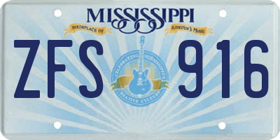 MS license plate ZFS916