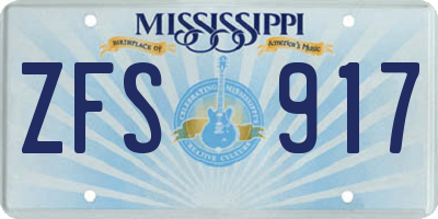 MS license plate ZFS917