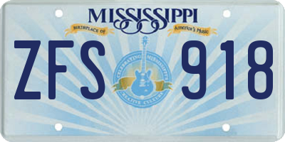 MS license plate ZFS918