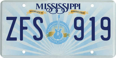 MS license plate ZFS919