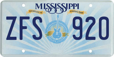 MS license plate ZFS920