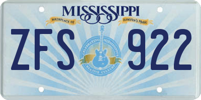 MS license plate ZFS922