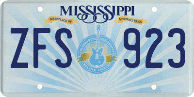 MS license plate ZFS923