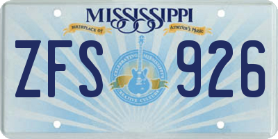 MS license plate ZFS926