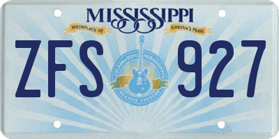 MS license plate ZFS927