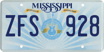 MS license plate ZFS928