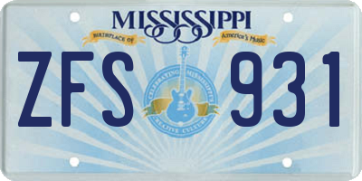 MS license plate ZFS931