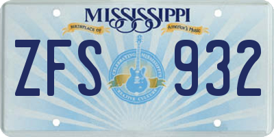 MS license plate ZFS932