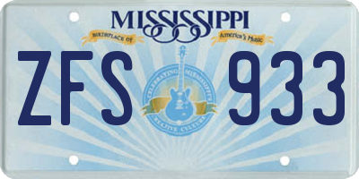 MS license plate ZFS933
