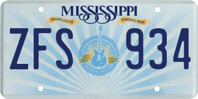 MS license plate ZFS934