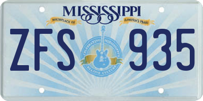 MS license plate ZFS935