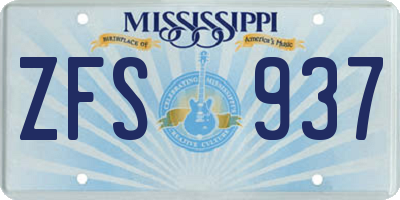 MS license plate ZFS937