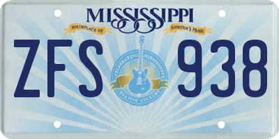 MS license plate ZFS938