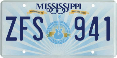 MS license plate ZFS941