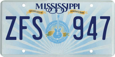 MS license plate ZFS947