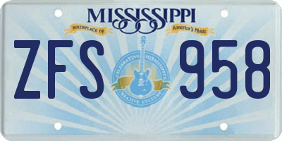 MS license plate ZFS958