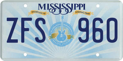 MS license plate ZFS960