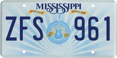 MS license plate ZFS961