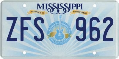 MS license plate ZFS962