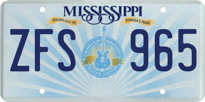 MS license plate ZFS965