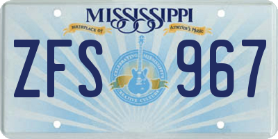 MS license plate ZFS967