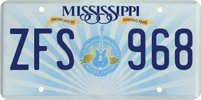 MS license plate ZFS968