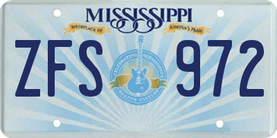 MS license plate ZFS972